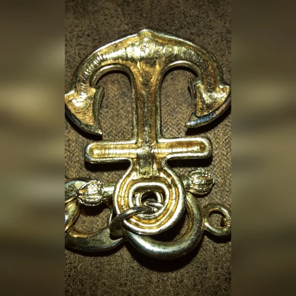 18in anchor goldtone heavy large link necklace with toggle clasp - Picture 5 of 14